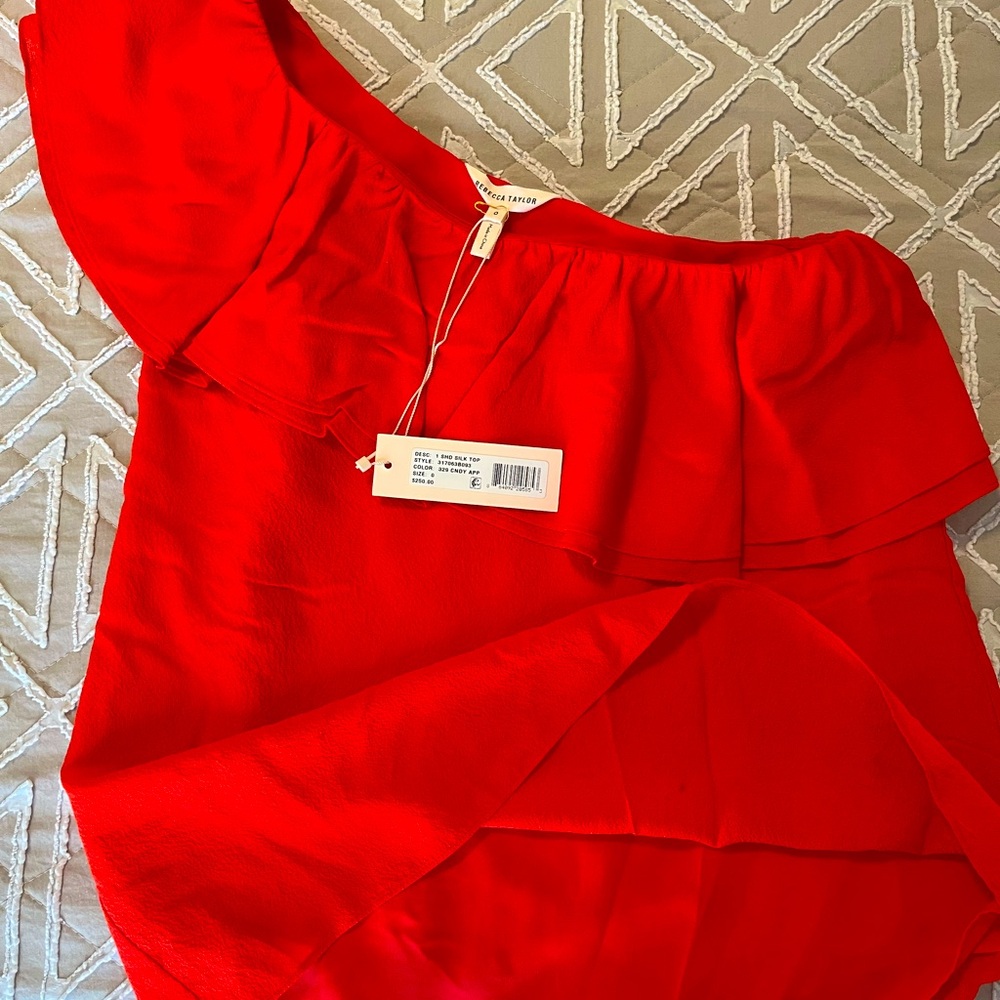 🎉REBECCA TAYLOR🎉 Silk One Shoulder Blouse.